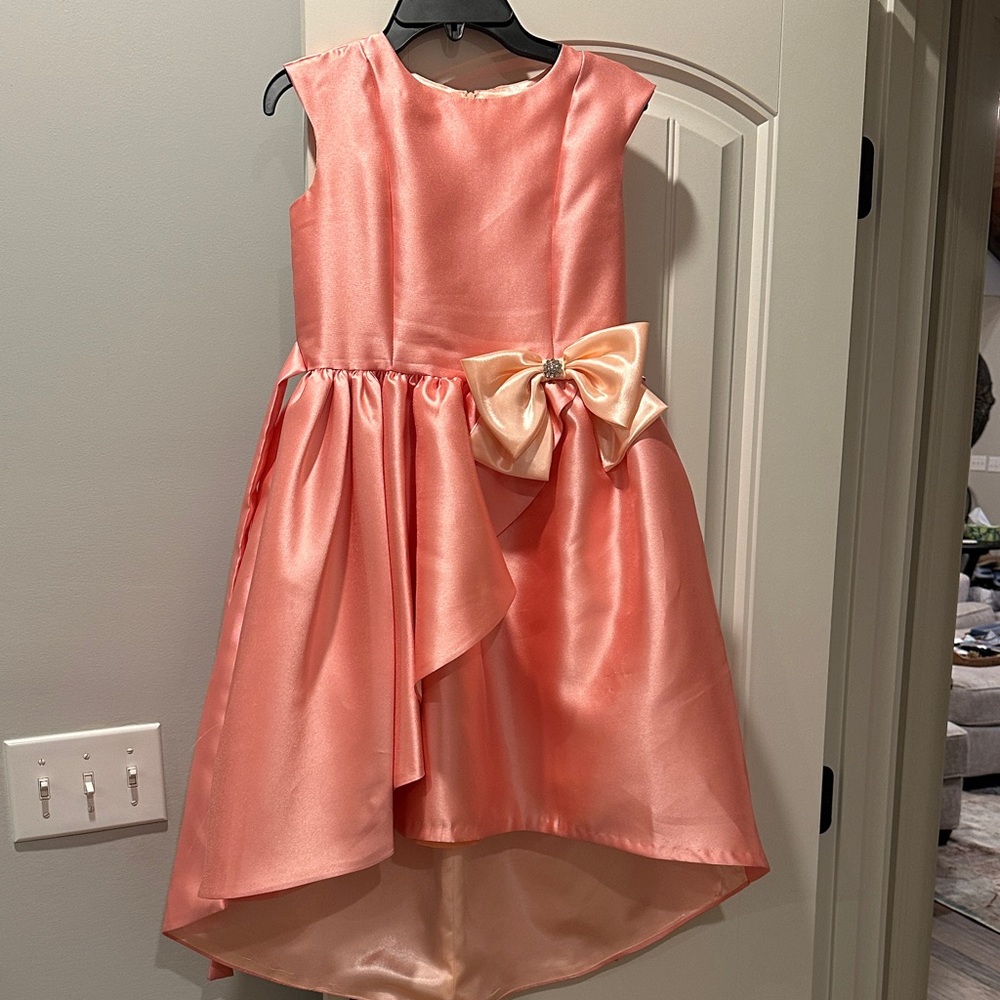 Bonnie Jean Coral Dress with Cream Bow